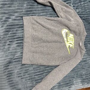 Nike Heather Gray Sweatshirt with Neon Yellow Logo